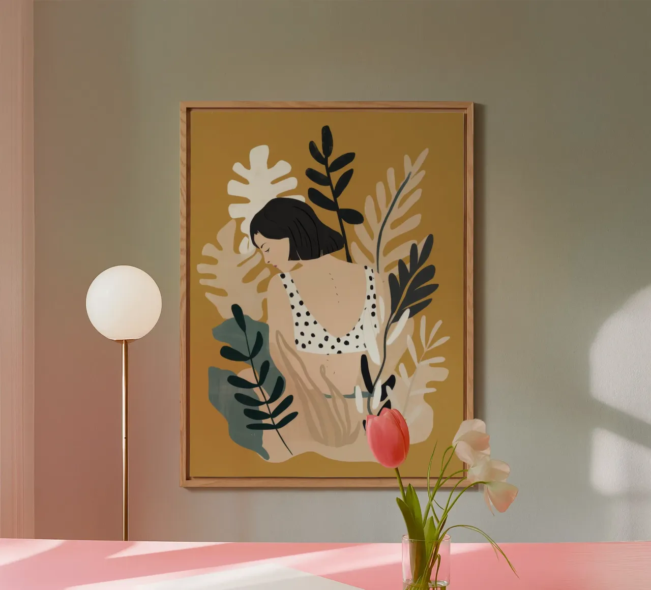 Serene Floral Contemplation alu-dibond by Petal Canvas
