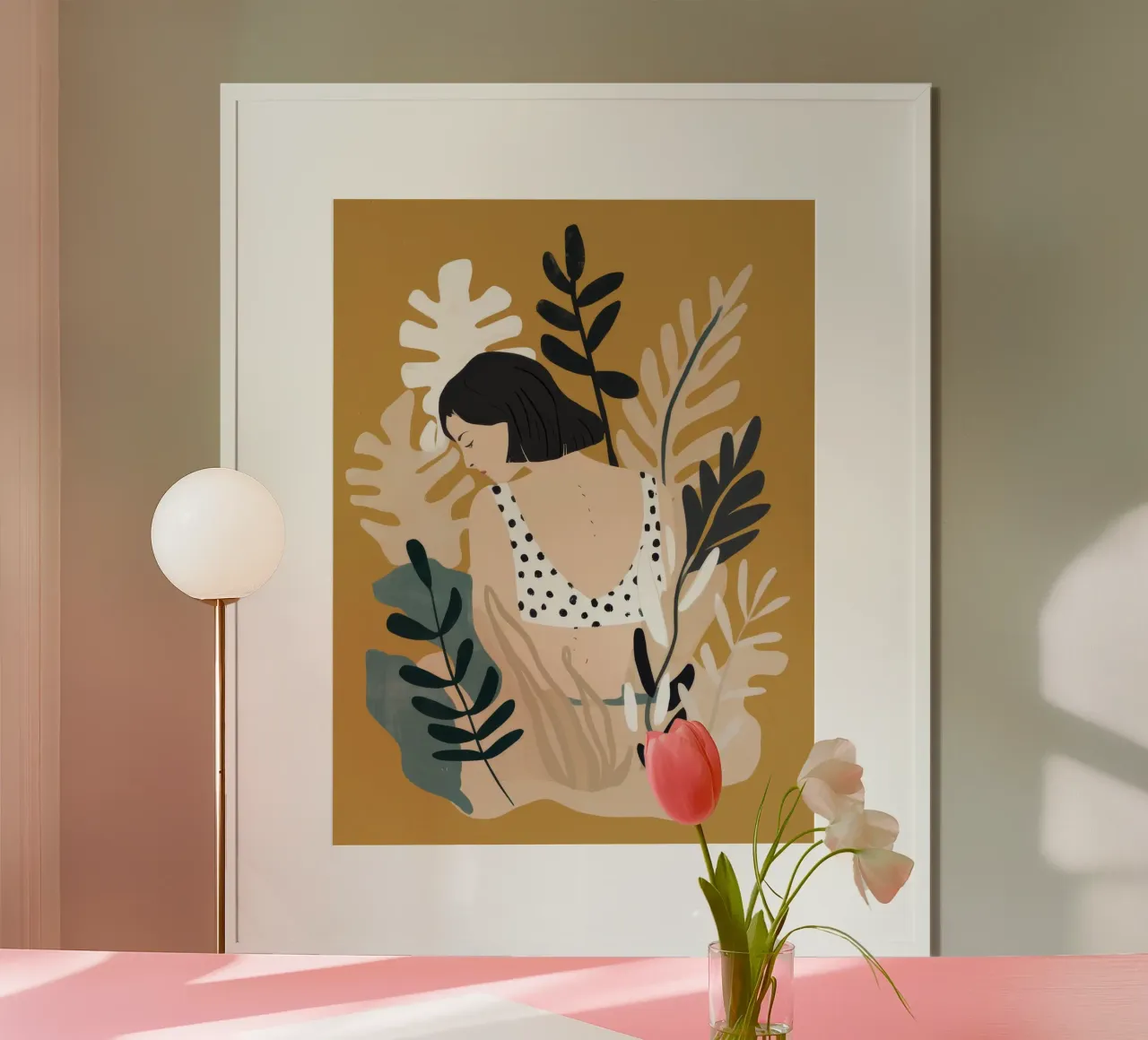 Serena contemplazione floreale poster con telaio in legno da Petal Canvas