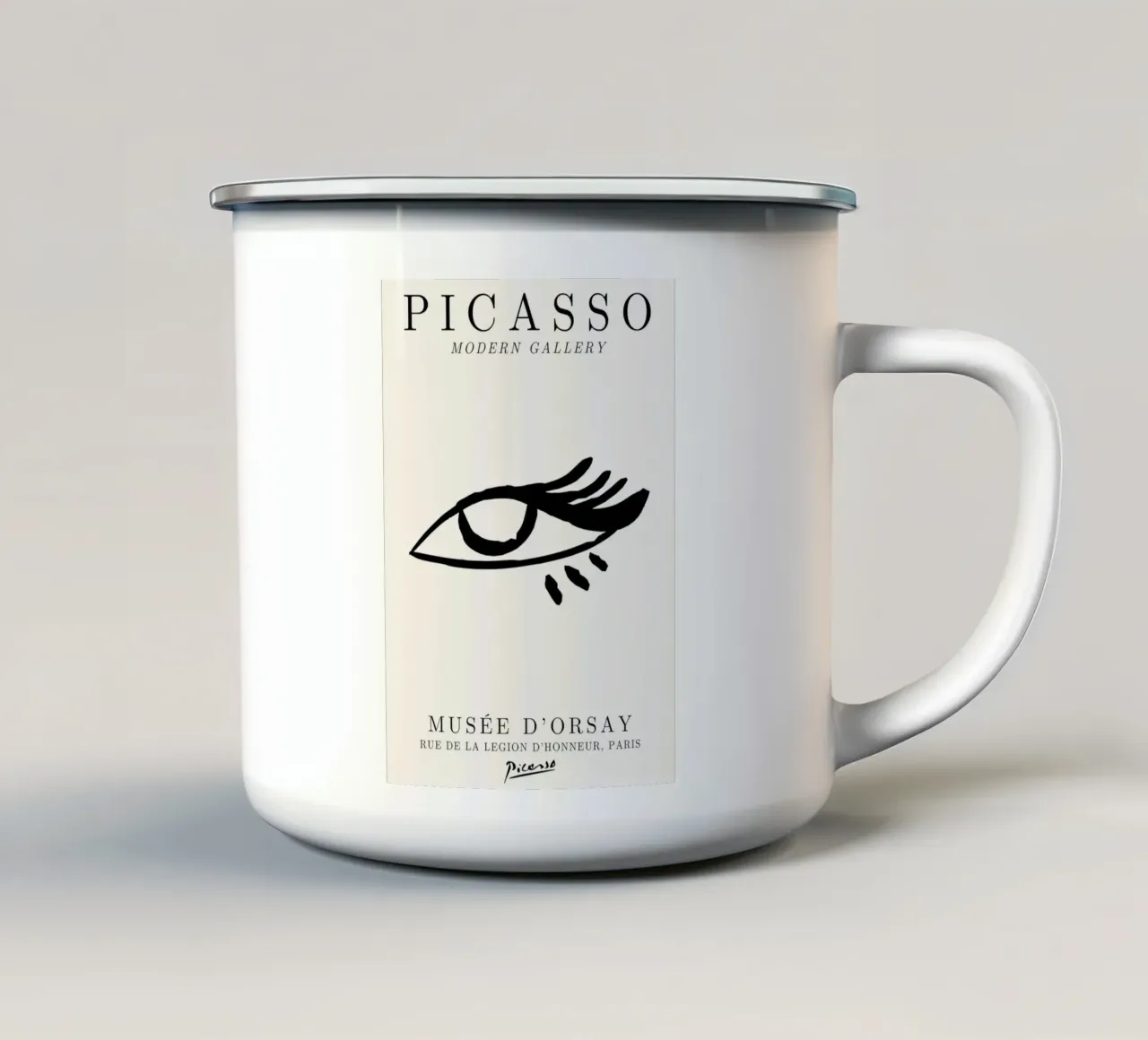 Picasso Oog Abstracte Lijn Kunst Print | Expressionist Modern T emaille mok van NorwesClub