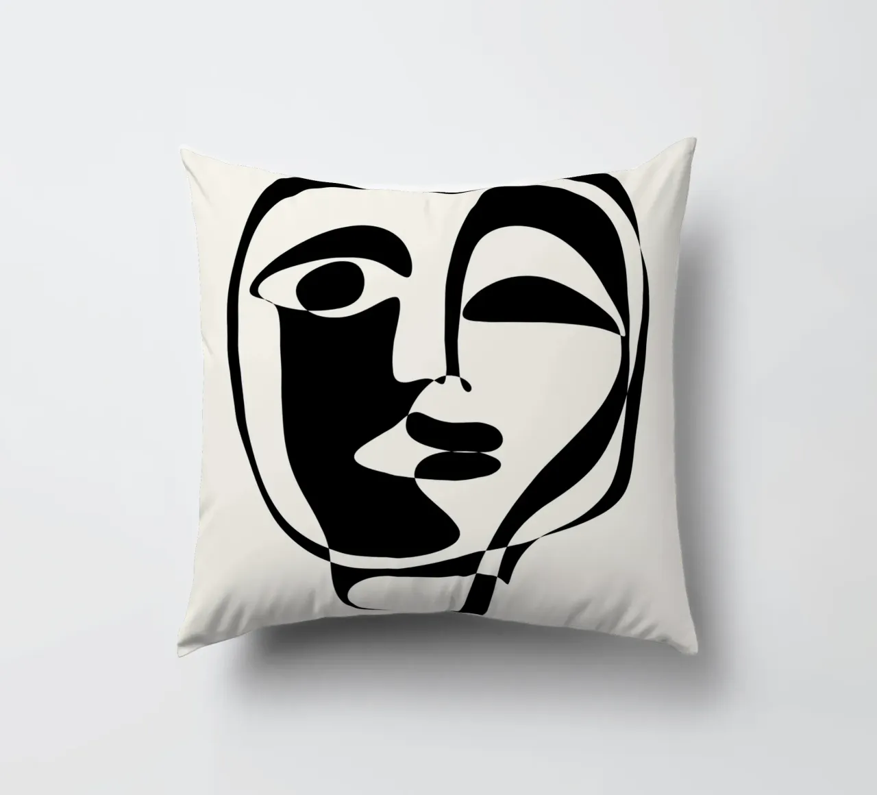 Picasso Abstract Face Mask Art Print | Cubist Modern Gallery decorative cushion by NorwesClub