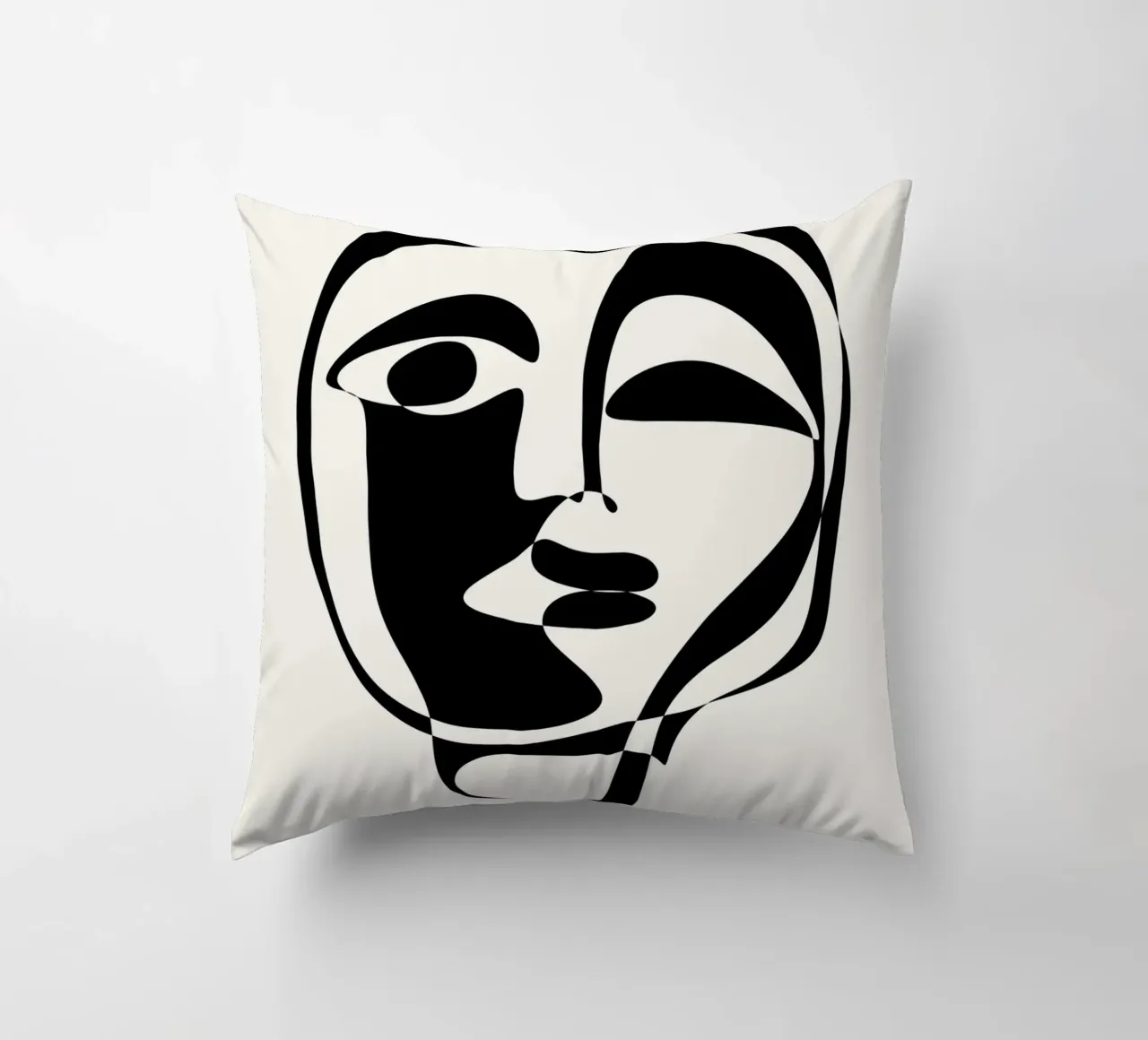 Picasso Abstract Face Mask Art Print | Cubist Modern Gallery decorative cushion by NorwesClub