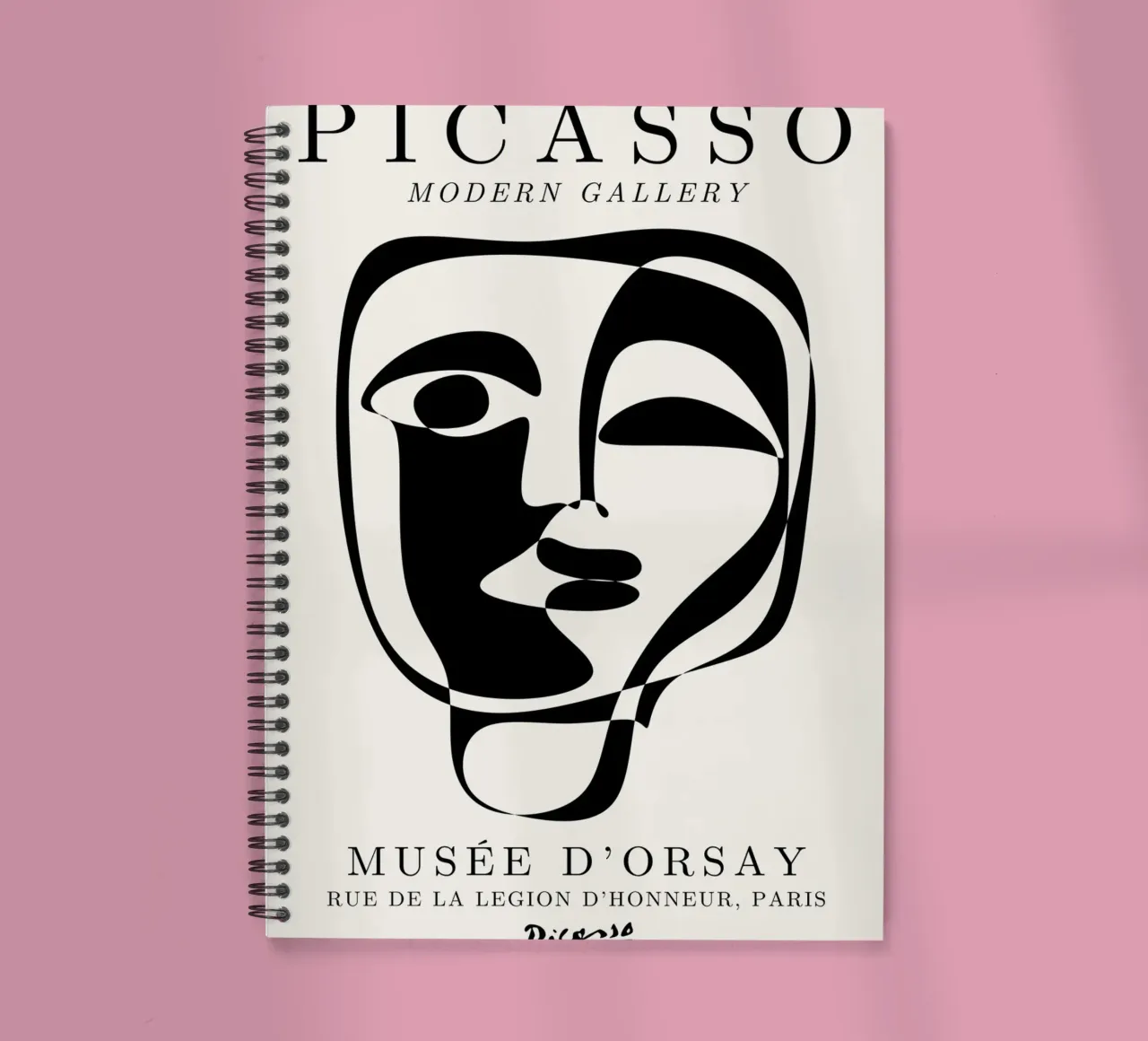 Picasso Abstract Face Mask Art Print | Cubist Modern Gallery spiral notebook by NorwesClub