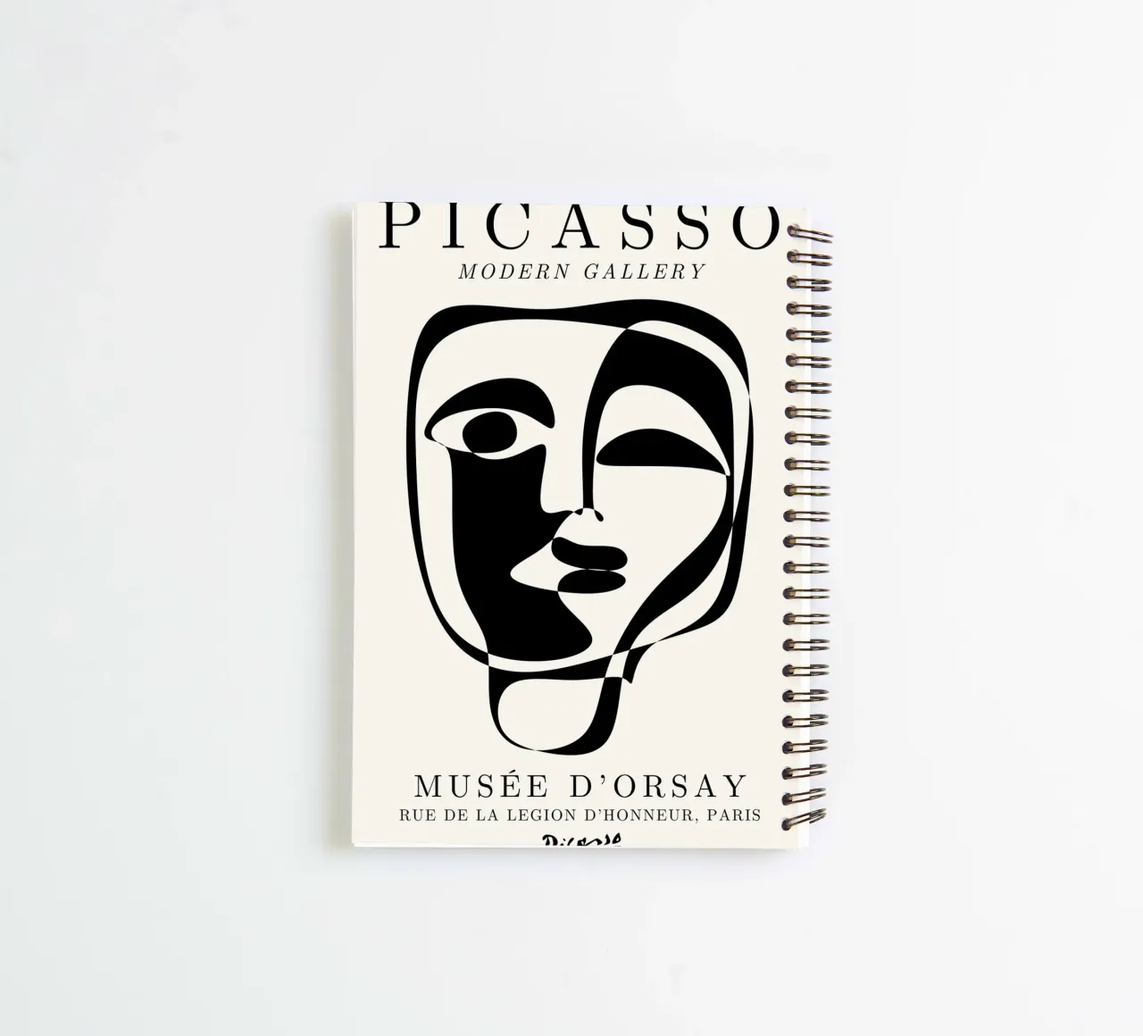 Picasso Abstract Face Mask Art Print | Cubist Modern Gallery spiral notebook by NorwesClub
