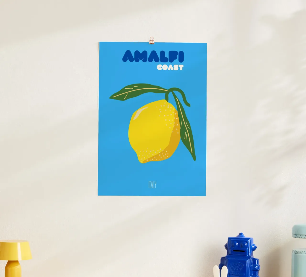 Amalfiküste Italien Druck | Zitrone Mittelmeer Reise Kunst Poster mit Kunststoffrahmen von NorwesClub