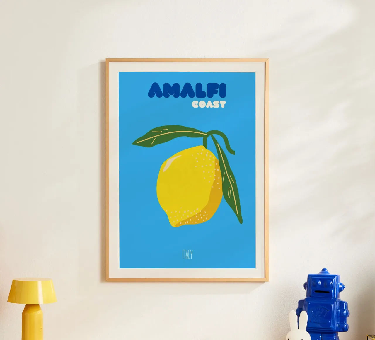Amalfiküste Italien Druck | Zitrone Mittelmeer Reise Kunst Poster mit Kunststoffrahmen von NorwesClub