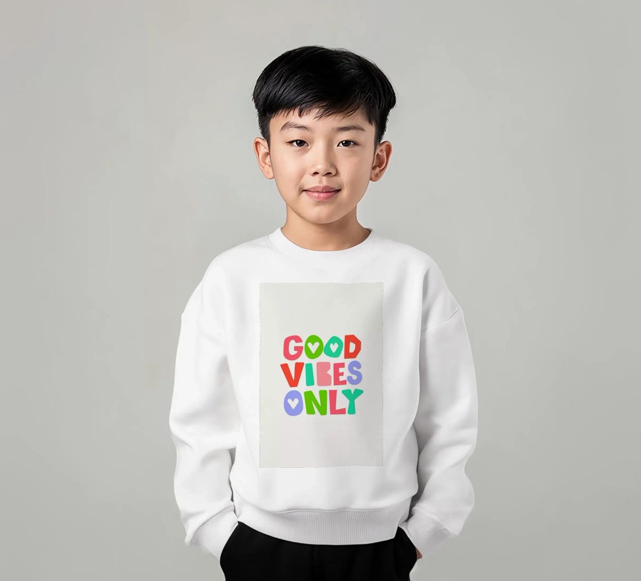 Good vibes only felpa bambino da Pure