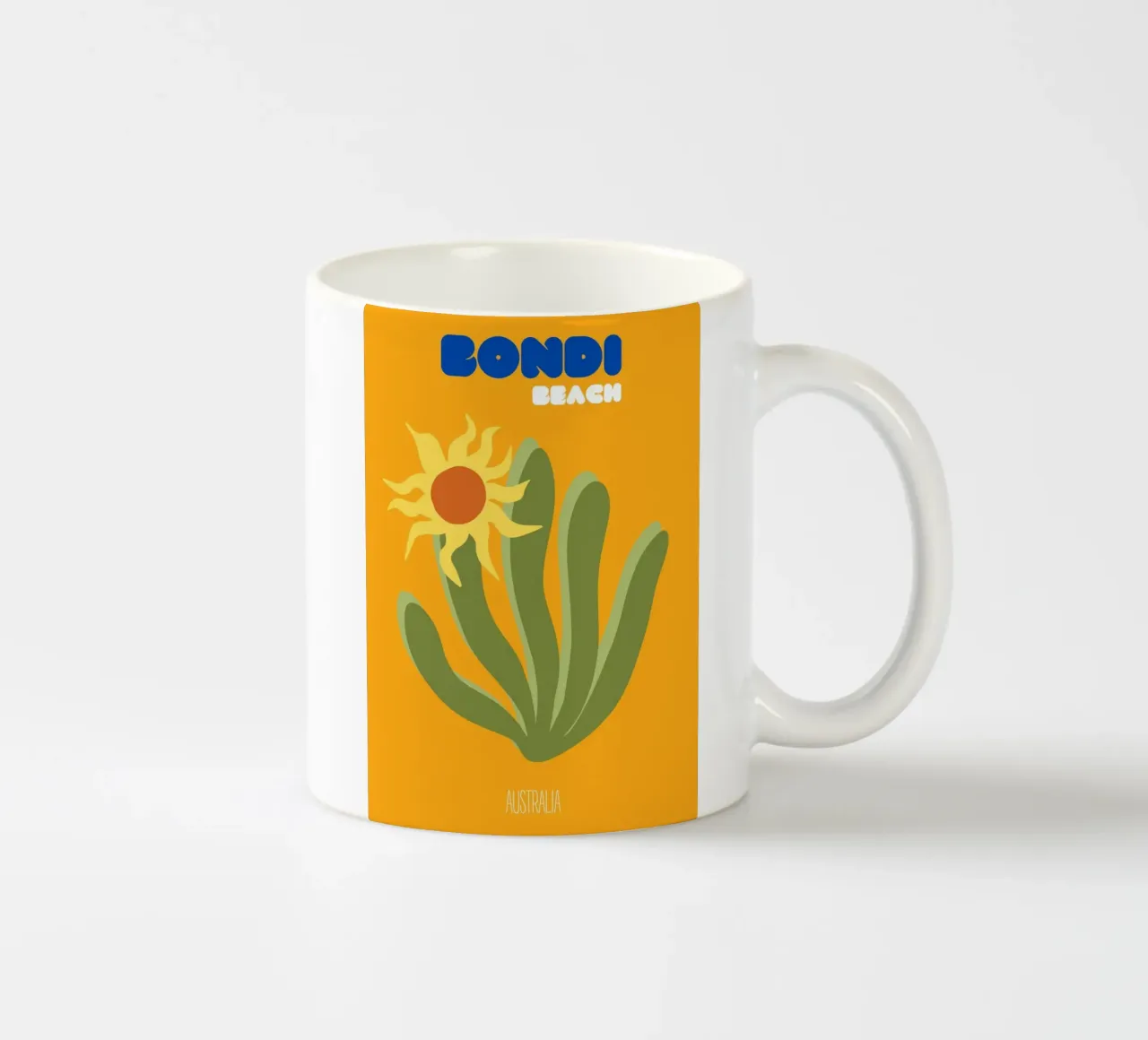 Zonovergoten Bondi: Beach Vibes & Abstracte Flora Kunstdruk - Au keramische mok van NorwesClub