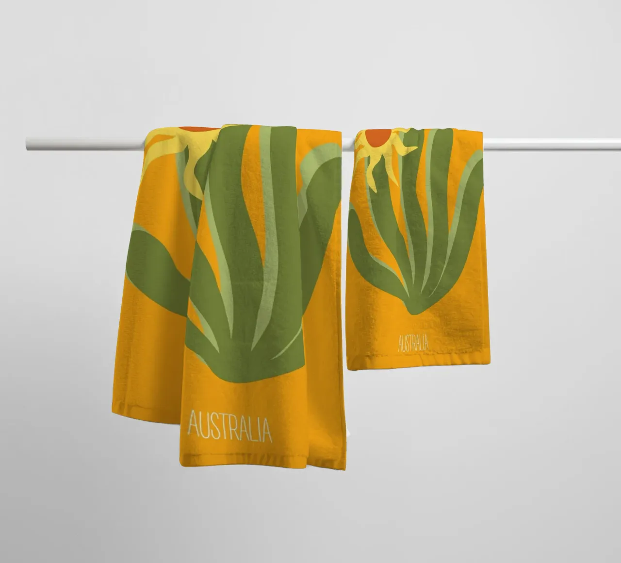 Zonovergoten Bondi: Beach Vibes & Abstracte Flora Kunstdruk - Au badhanddoek van NorwesClub