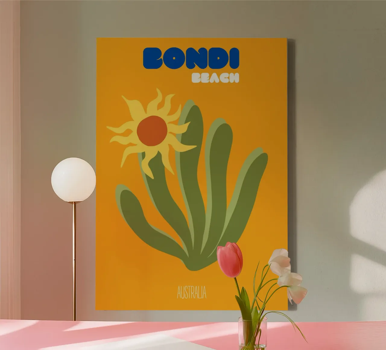 SunKissed Bondi: Beach Vibes & Abstract Flora Art Print - Au canvas by NorwesClub