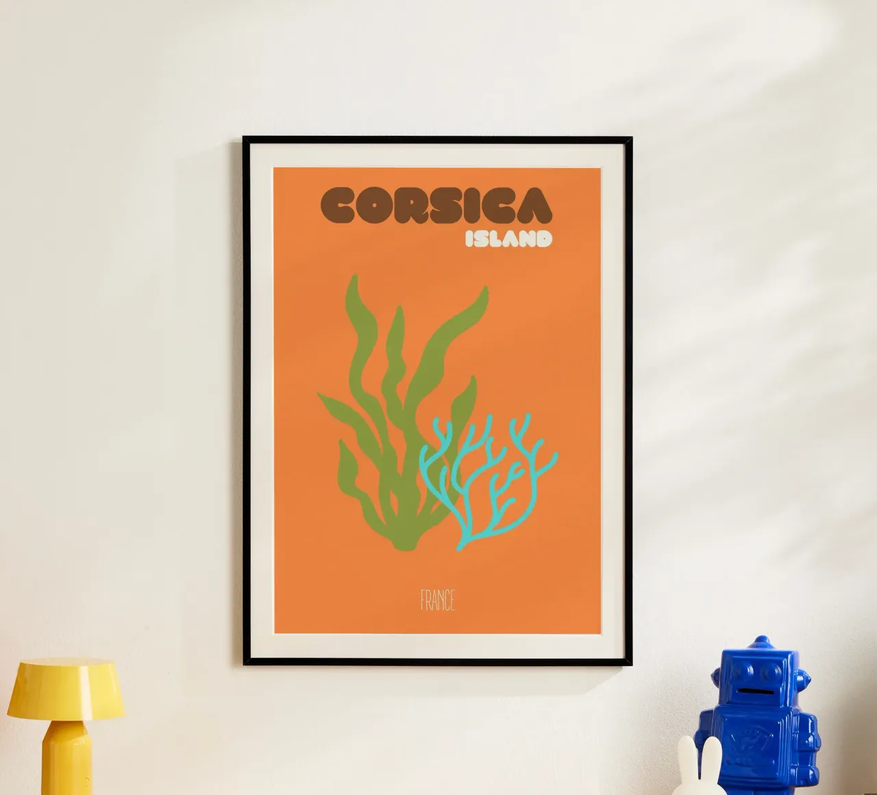 Middellandse Zee Corsica: Zeewier & koraalrif kunst - Frans eiland poster met kunststof frame van NorwesClub