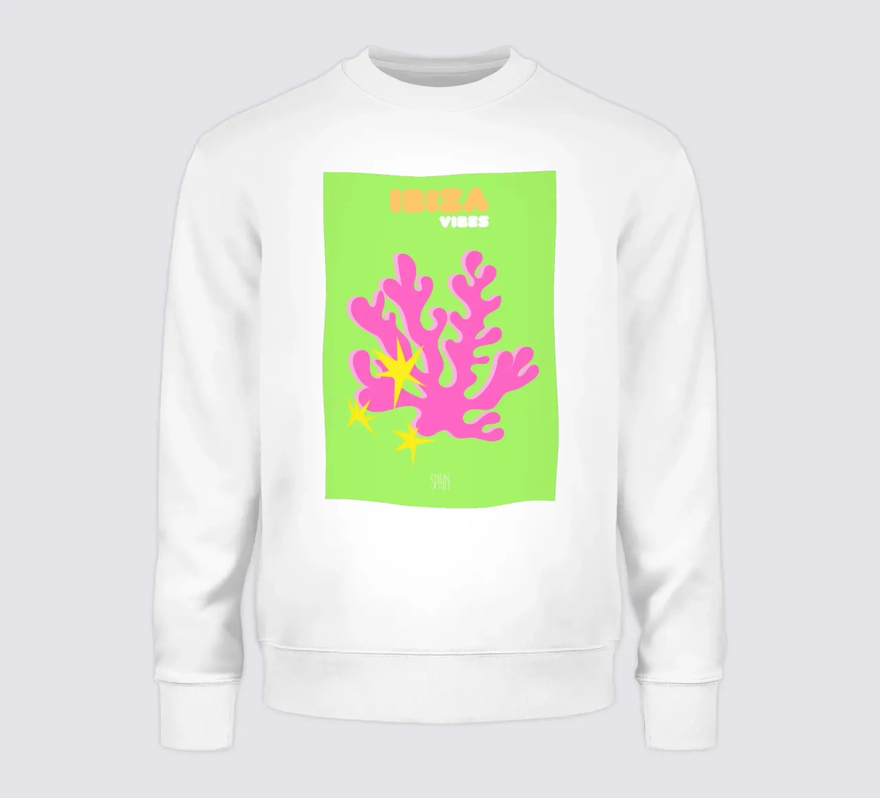 Ibiza Glow: Abstract Coral & Starburst Vibes - Neon Pop Art sudadera de NorwesClub