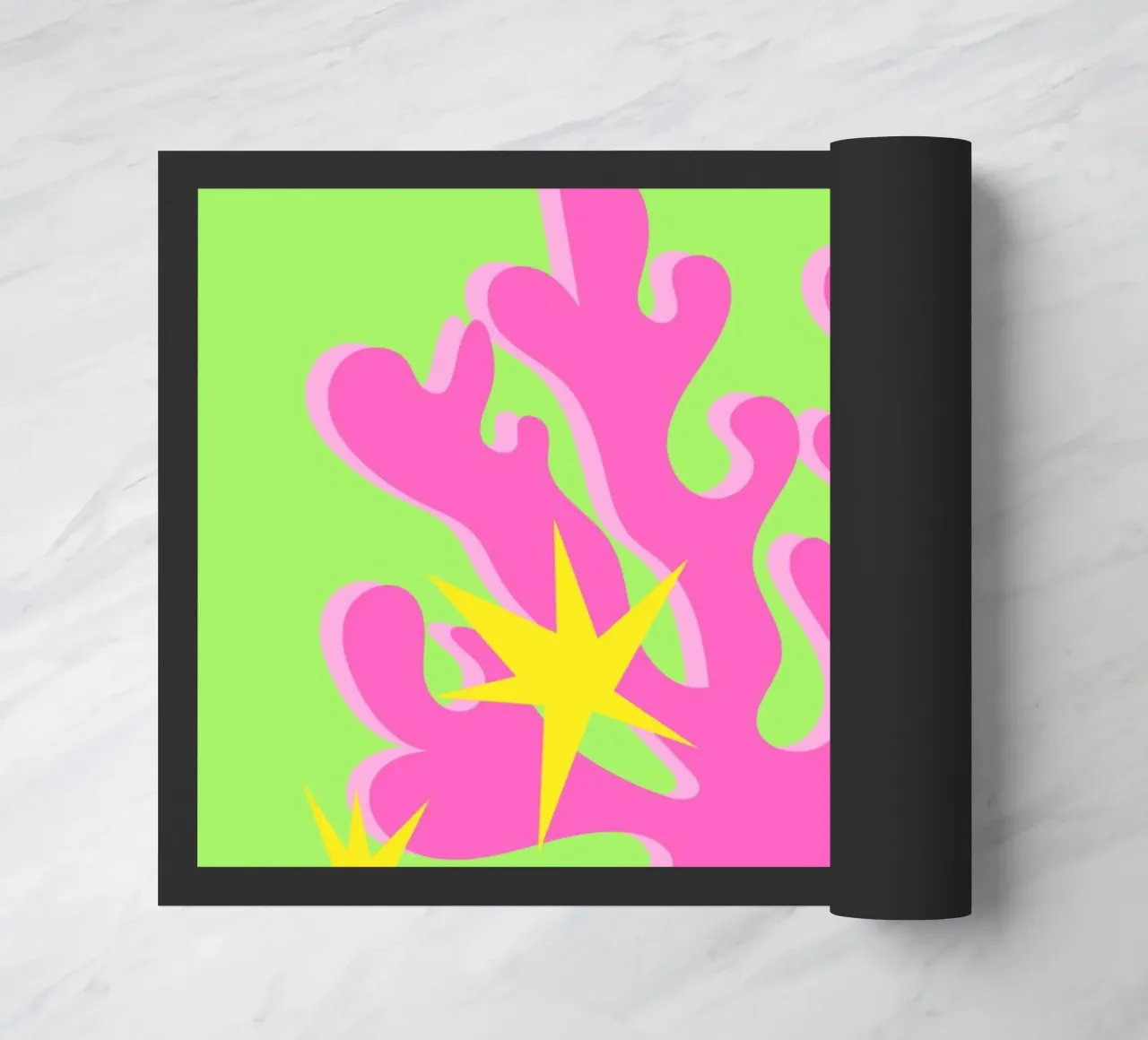 Ibiza Glow: Abstract Coral & Starburst Vibes - Neon Pop Art felpudo de NorwesClub