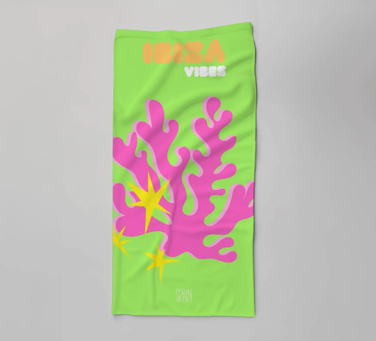 Ibiza Glow: Abstract Coral & Starburst Vibes - Neon Pop Art towel by NorwesClub