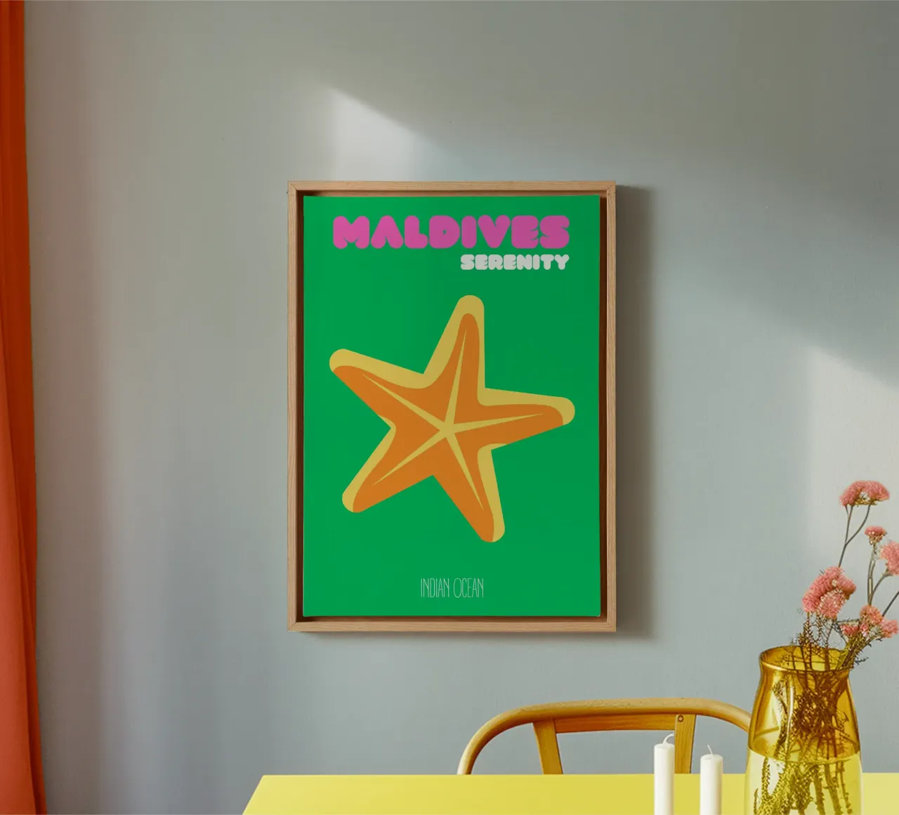 Maldives Starfish Serenity - Minimalist Ocean Art Print canvas with Floater frame by NorwesClub