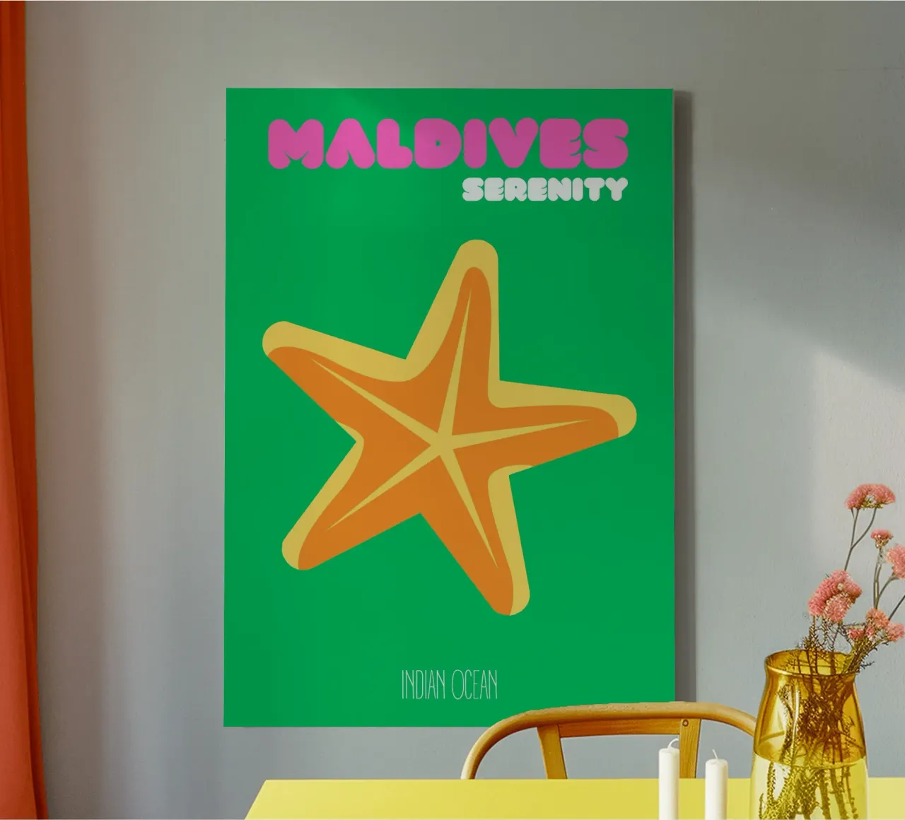 Maldives Starfish Serenity - Minimalist Ocean Art Print canvas with Floater frame by NorwesClub