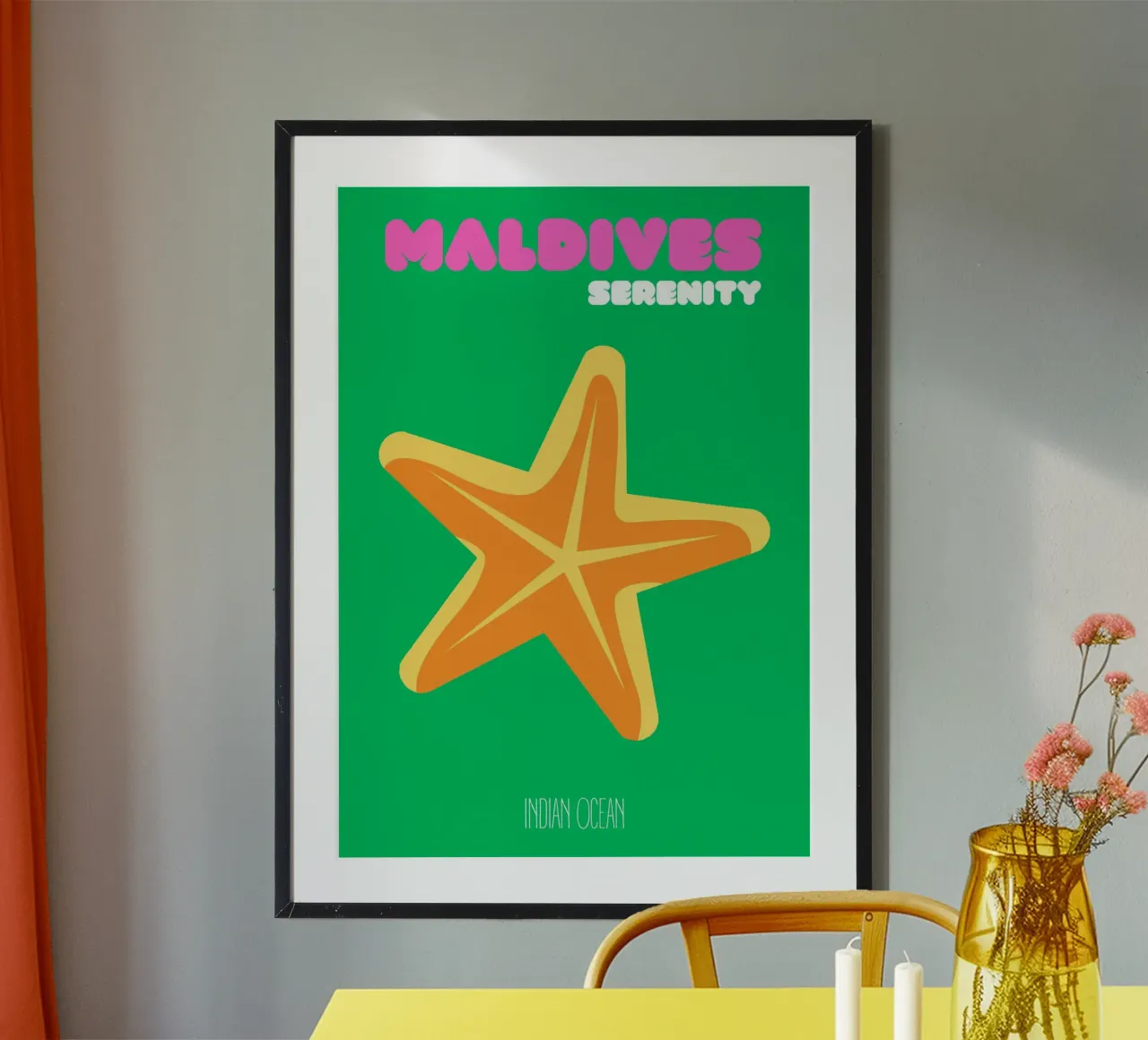 Malediven Zeesterren Sereniteit - Minimalistische Ocean Art Print poster van NorwesClub
