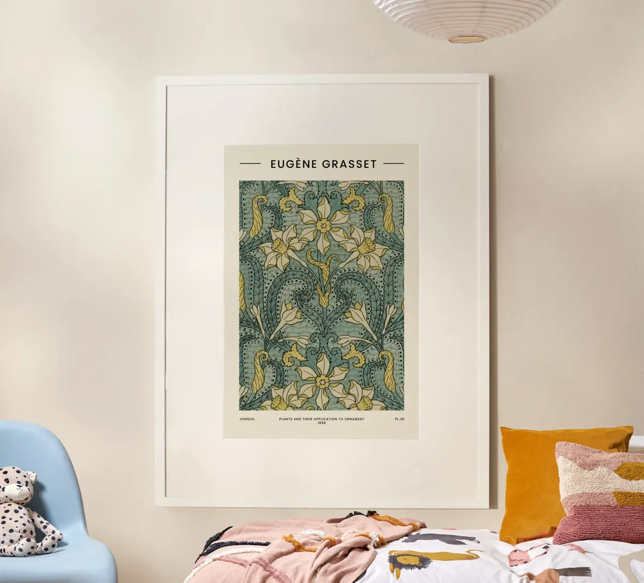 Grasset - Jonquil poster with wooden frame by Vintage by JUNIQE