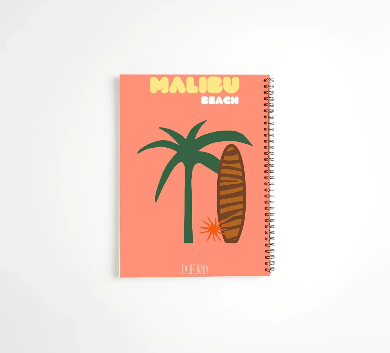 Malibu Beach Vibes - Moderner Surf- und Palmen-Druck aus der Jahrhundertmitte Ringbuch von NorwesClub
