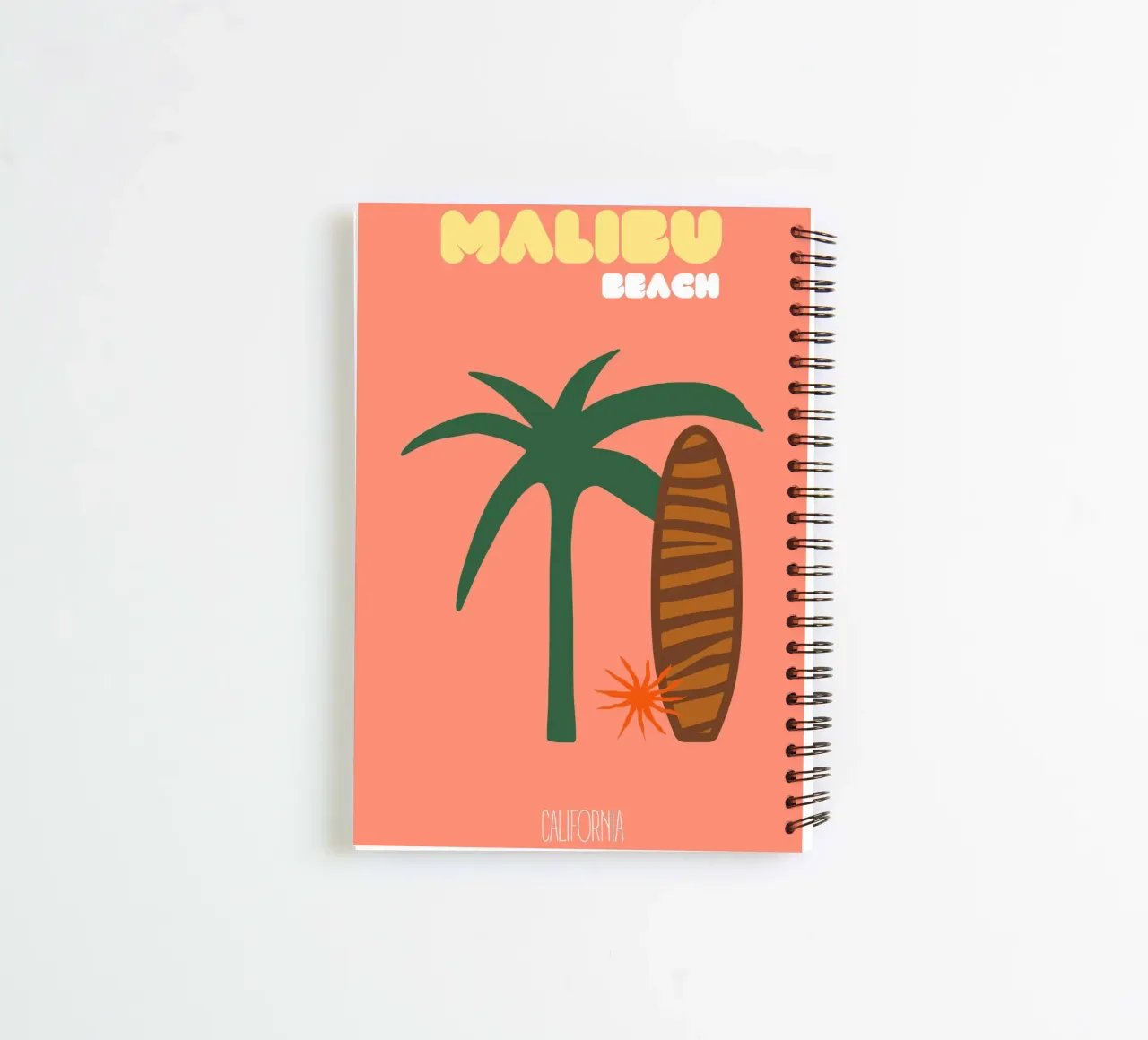 Malibu Beach Vibes - Moderner Surf- und Palmen-Druck aus der Jahrhundertmitte Ringbuch von NorwesClub