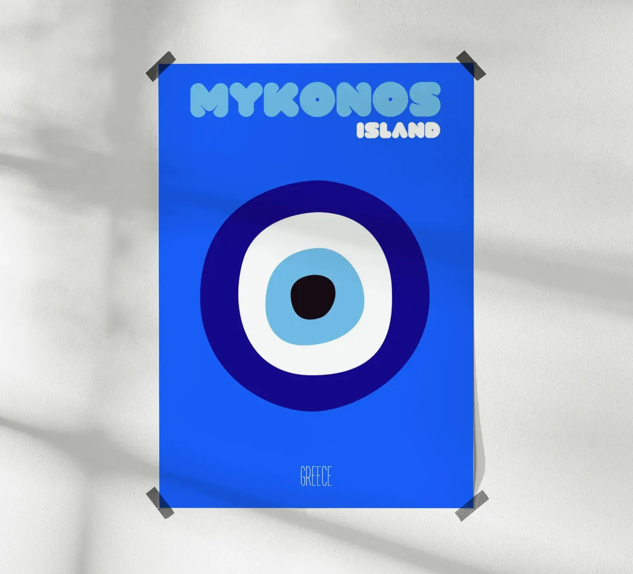 Mykonos Evil Eye Amulett - Griechische Insel Minimalistische Kunst Poster von NorwesClub