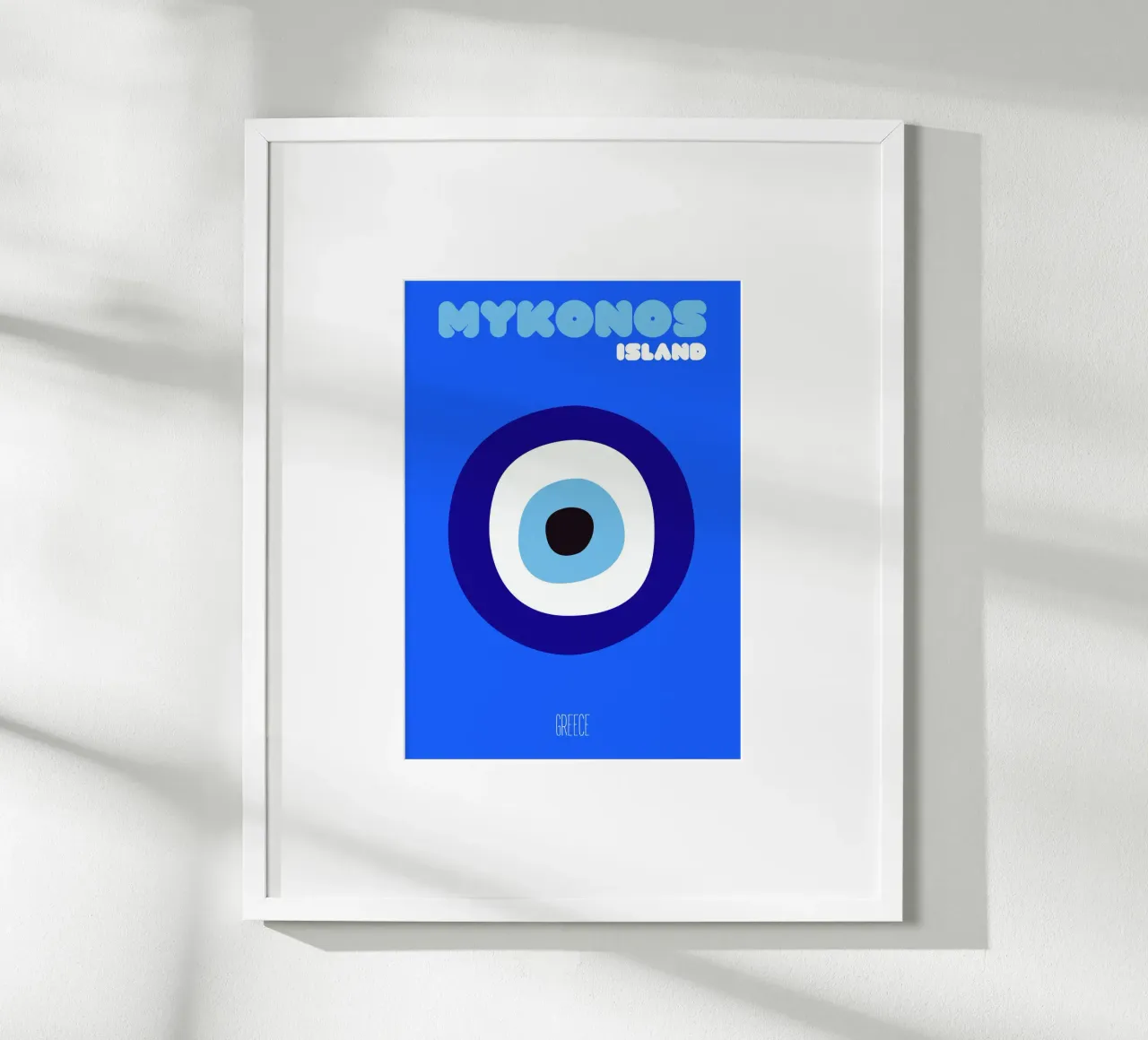 Mykonos Evil Eye Amulett - Griechische Insel Minimalistische Kunst Poster von NorwesClub