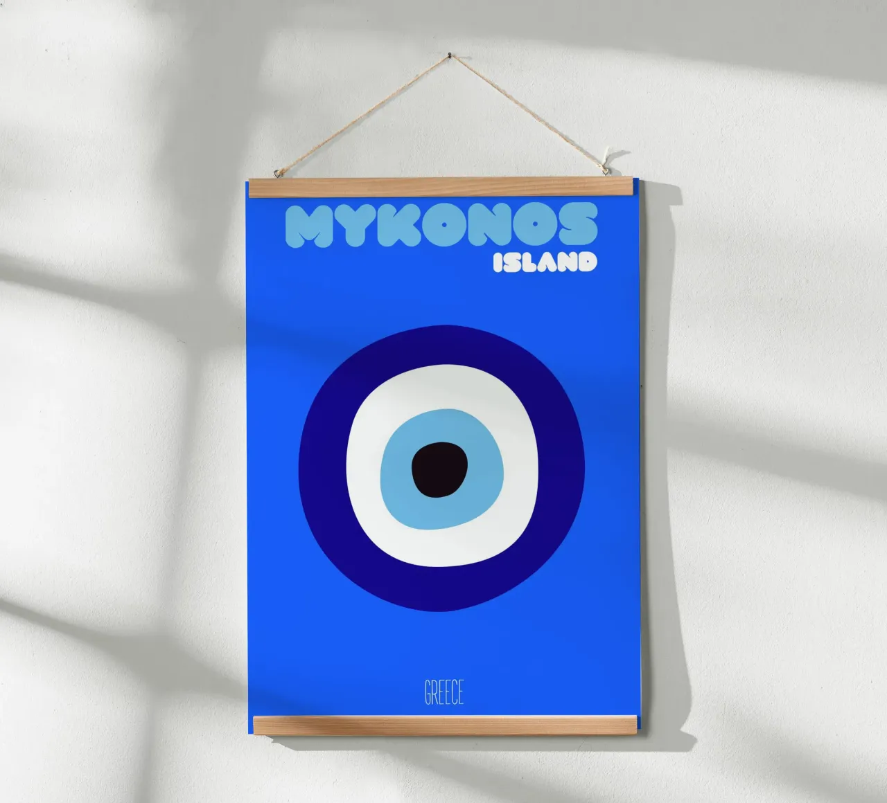 Mykonos Evil Eye Amulett - Griechische Insel Minimalistische Kunst Poster von NorwesClub