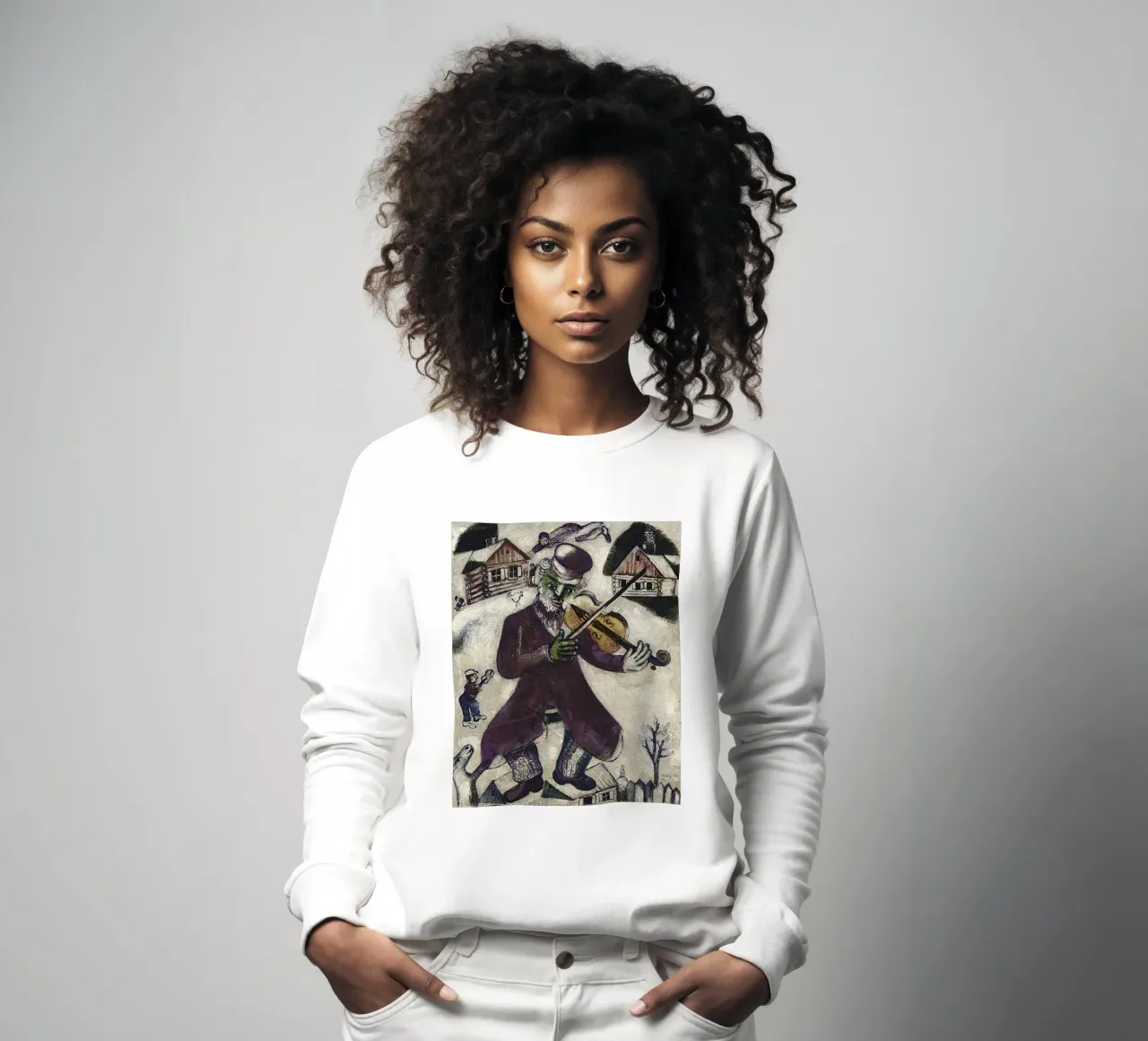 Marc Chagall Green Violinist sweatshirt by Kunze Gallery
