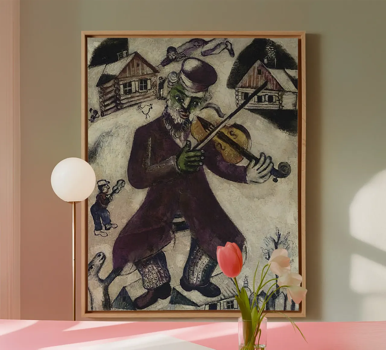 Marc Chagall Green Violinist canvas with Floater frame by Kunze Gallery