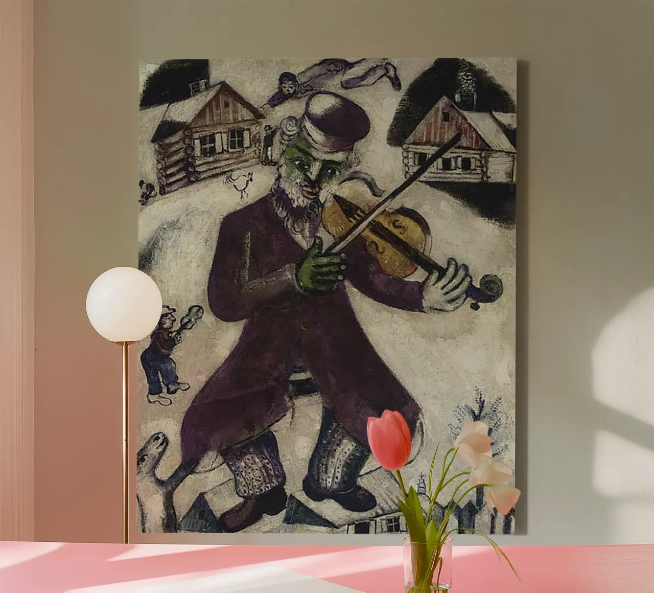 Marc Chagall Green Violinist canvas with Floater frame by Kunze Gallery
