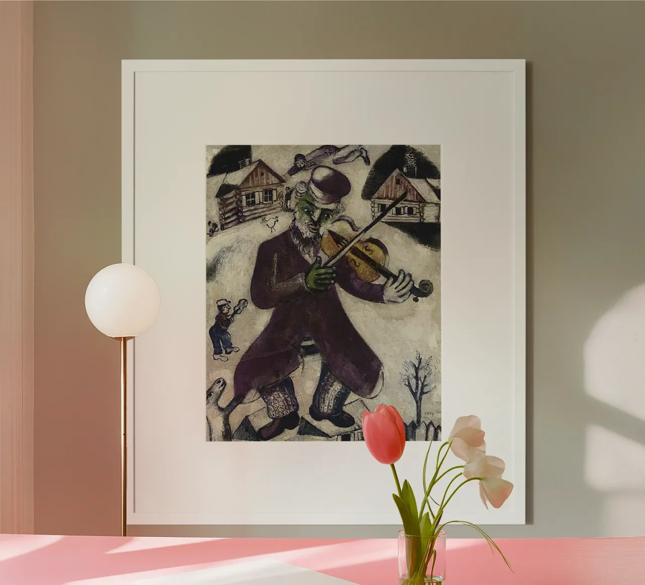 Marc Chagall violinista verde carta hahnemühle da Kunze Gallery