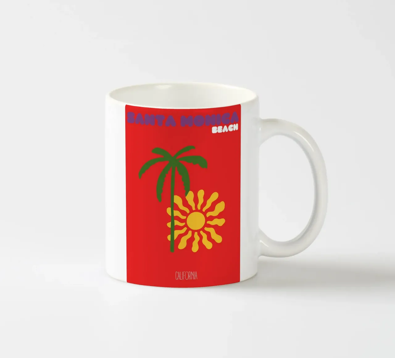 Santa Monica Sun & Palm - California Pop Art Beach Print tazza in ceramica da NorwesClub