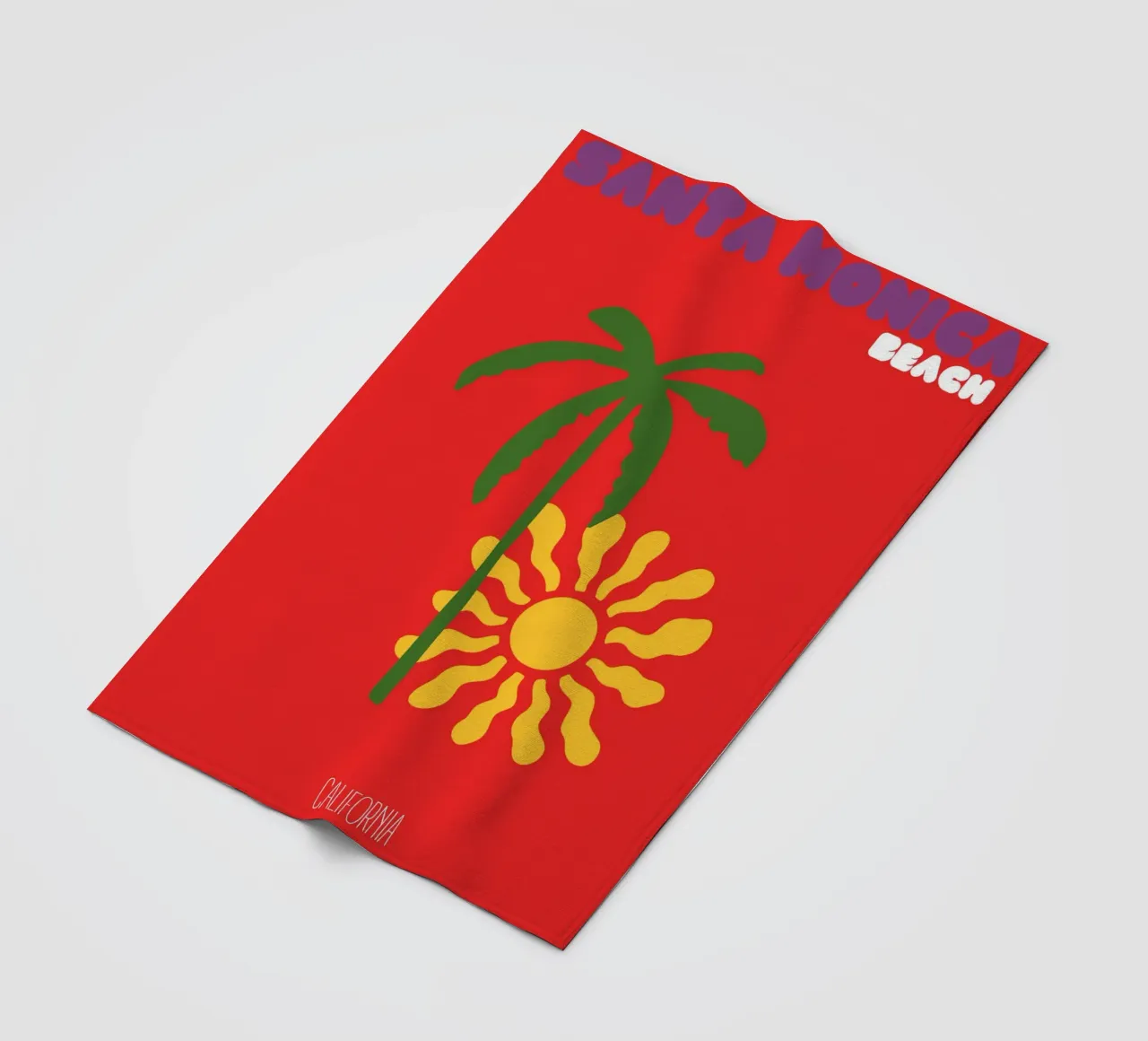 Santa Monica Sun & Palm - California Pop Art Beach Print coperta in pile da NorwesClub