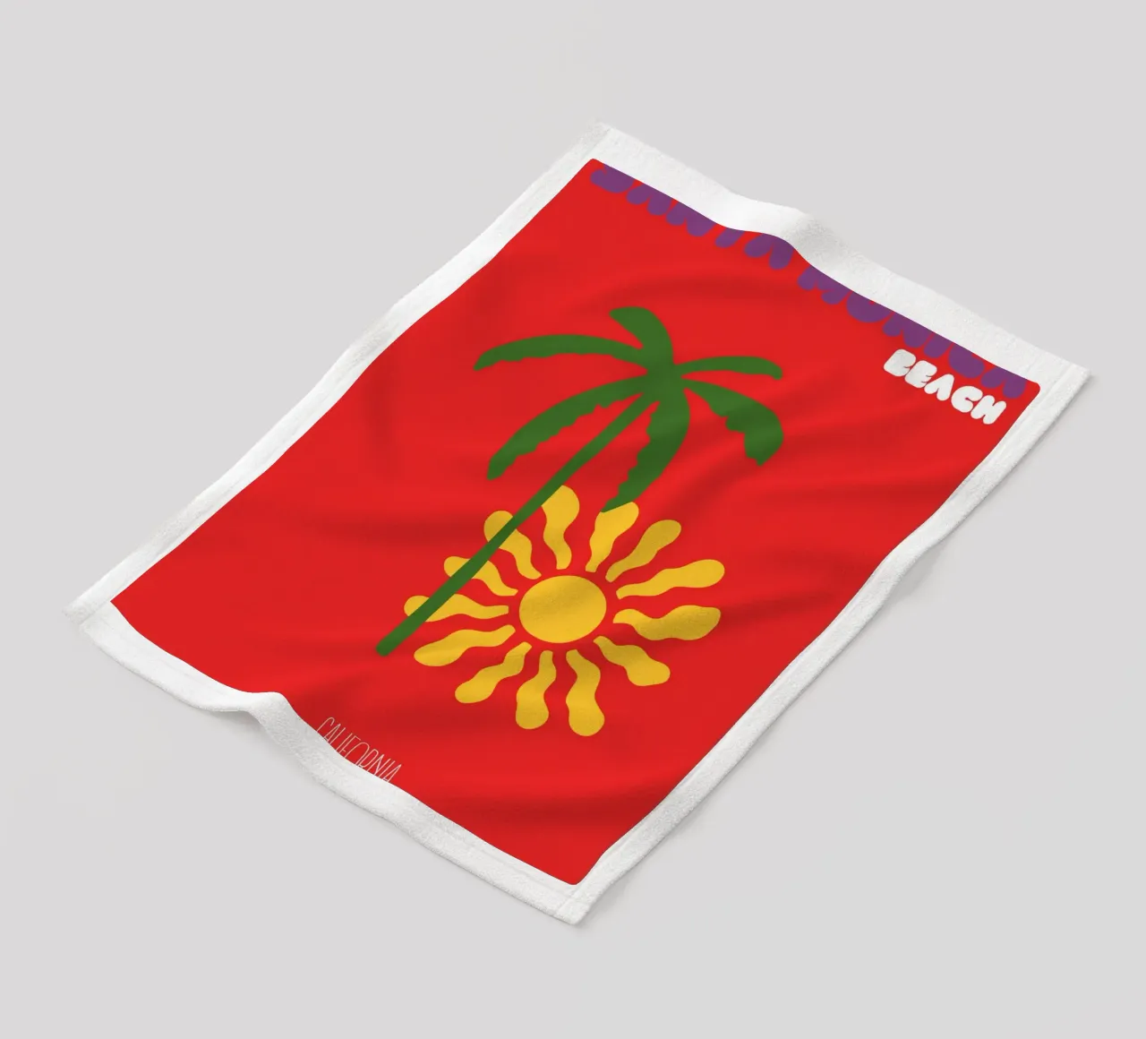 Santa Monica Sun & Palm - California Pop Art Beach Print coperta in pile da NorwesClub