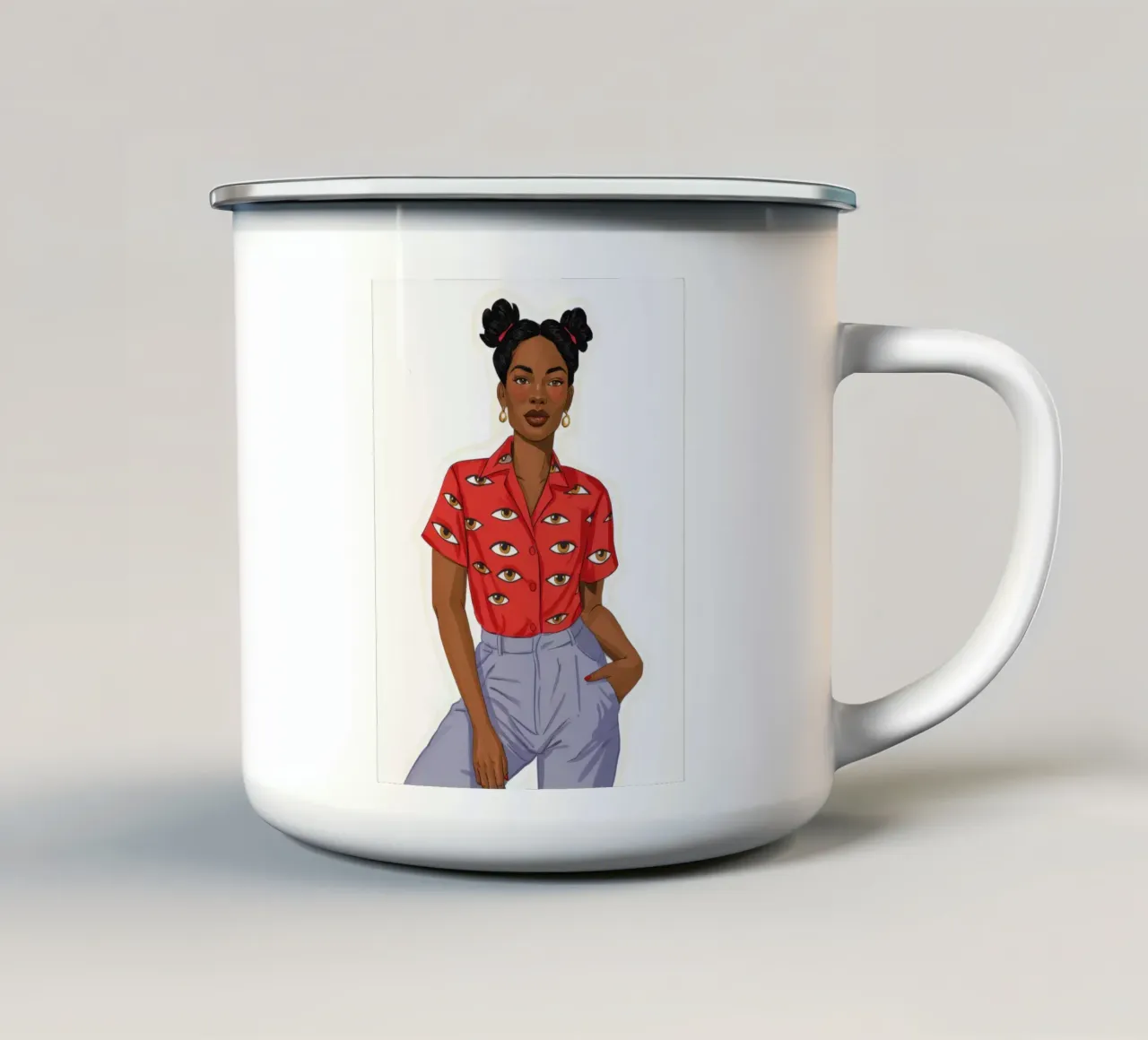 Moda floreale giocosa tazza in smalto da Petal Canvas
