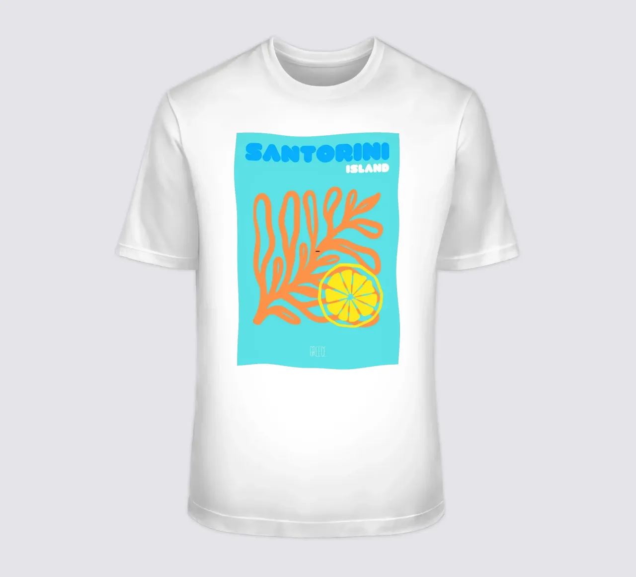 Santorini Citrus Zonsondergang - Abstract Grieks Eiland Kunst t-shirt van NorwesClub