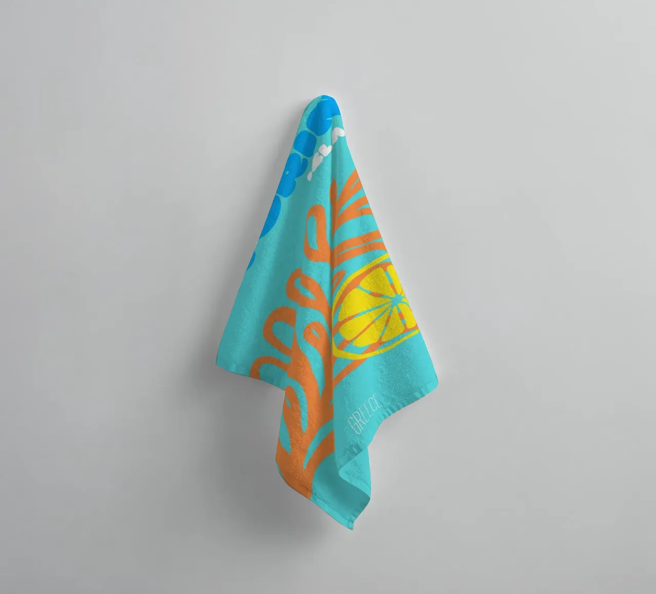 Santorini Citrus Zonsondergang - Abstract Grieks Eiland Kunst badhanddoek van NorwesClub