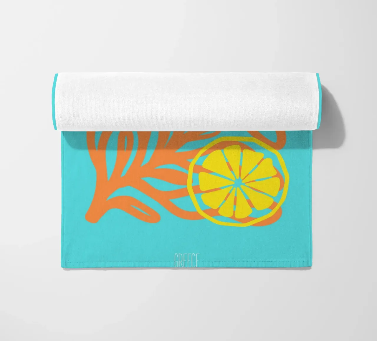 Santorini Citrus Zonsondergang - Abstract Grieks Eiland Kunst strandhanddoek van NorwesClub