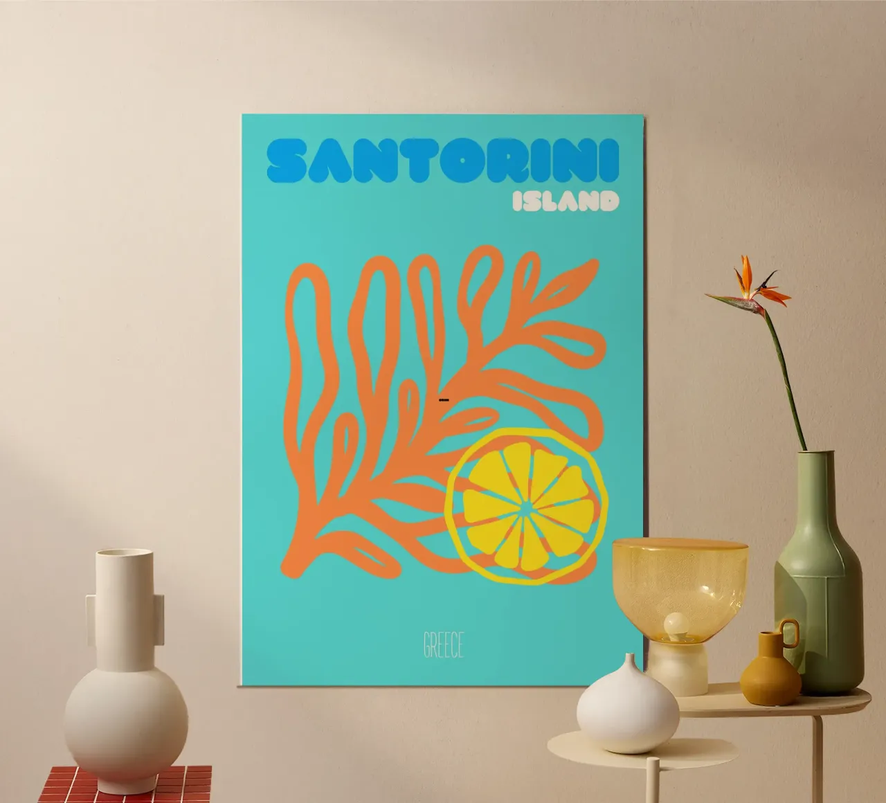 Santorini Citrus Zonsondergang - Abstract Grieks Eiland Kunst hahnemühle van NorwesClub