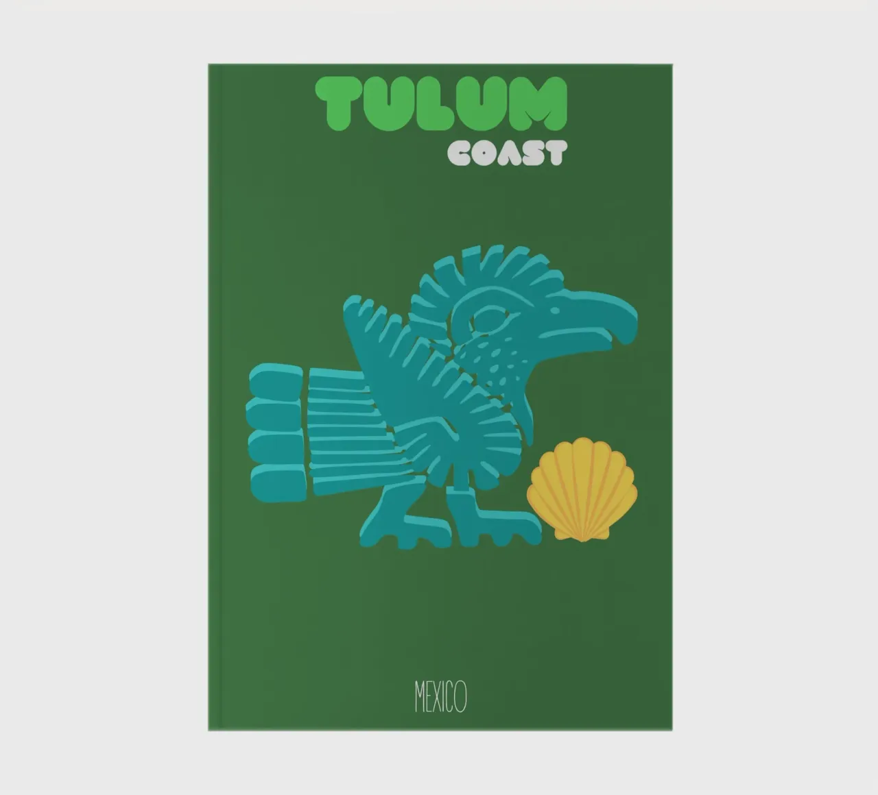 "Tulum Coast" Ancient Aztec Bird & Shell, Flat Design Art Pr notebook by NorwesClub
