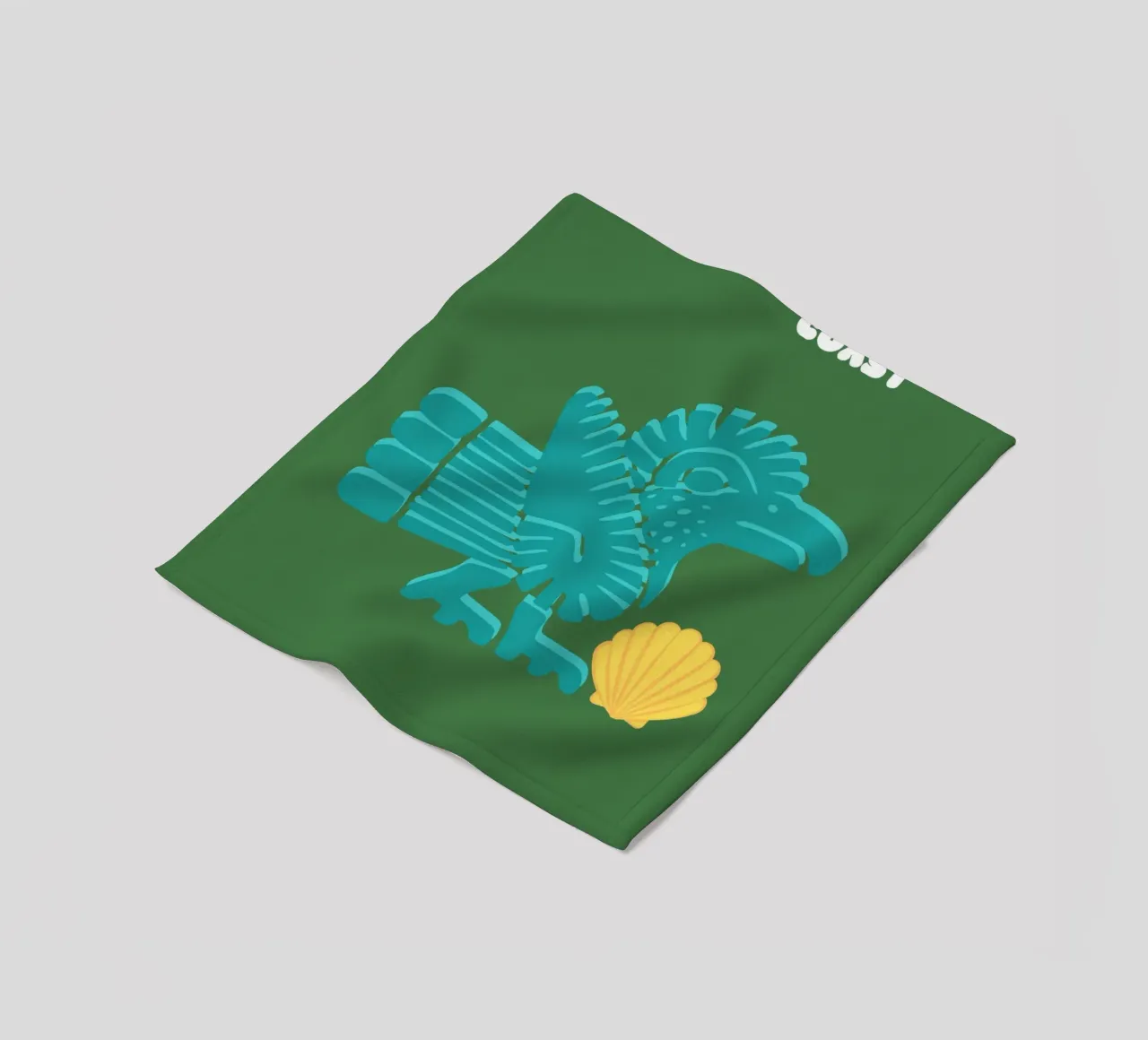 "Costa di Tulum" Antico uccello azteco e conchiglia, design piatto coperta in pile da NorwesClub