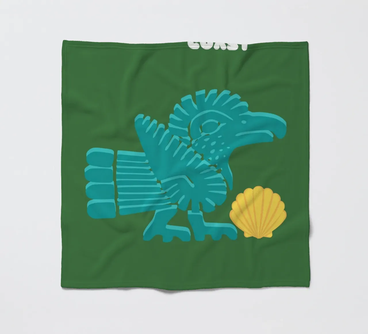 "Costa di Tulum" Antico uccello azteco e conchiglia, design piatto coperta in pile da NorwesClub