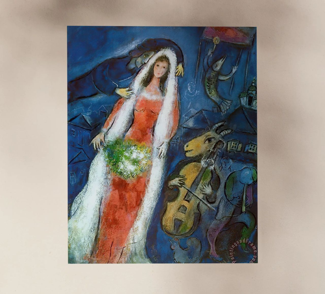 Marc Chagall La Mariee pellicola backlit da Kunze Gallery
