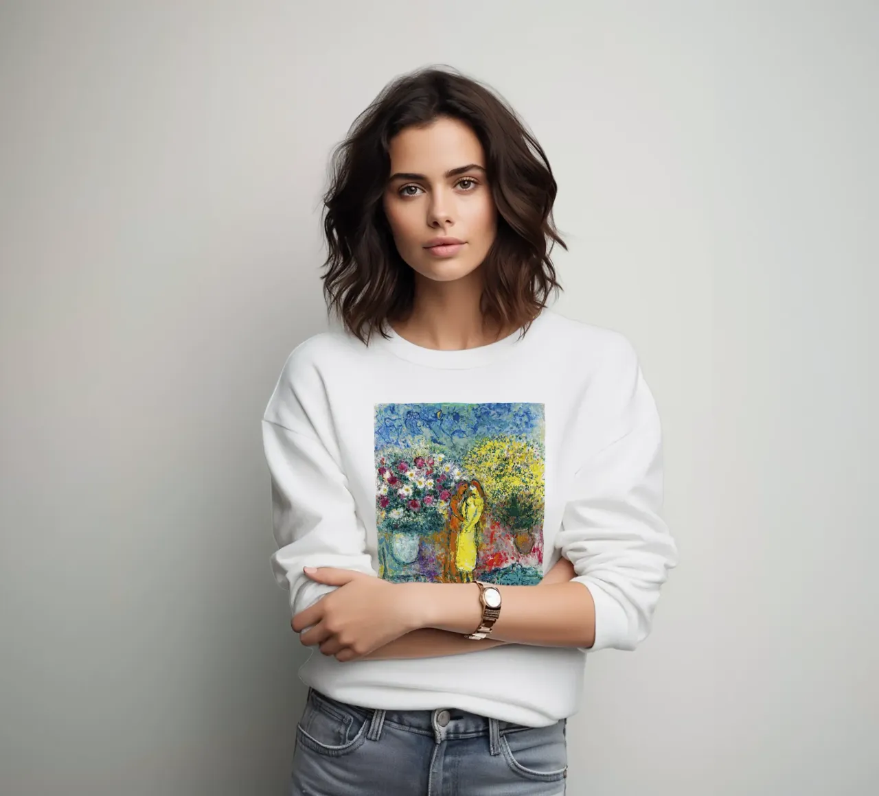 Marc Chagall Het paar met twee boeketten sweatshirt van Kunze Gallery