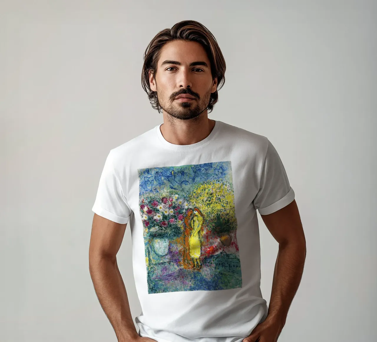 Marc Chagall La coppia con due bouquet t-shirt da Kunze Gallery