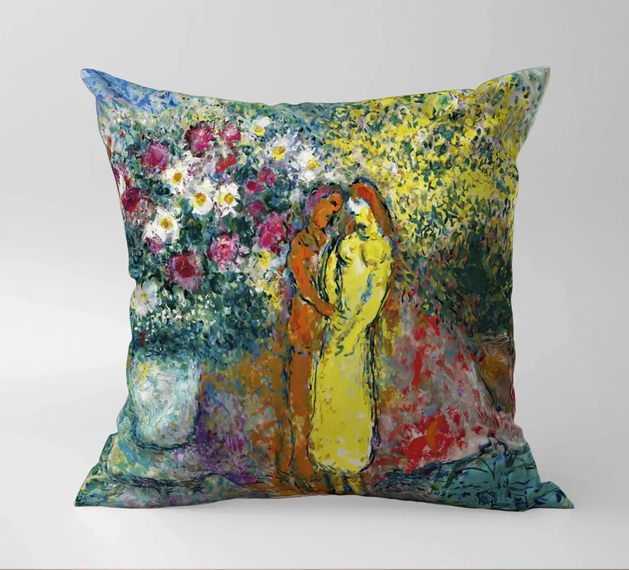 Marc Chagall La coppia con due bouquet cuscino da Kunze Gallery