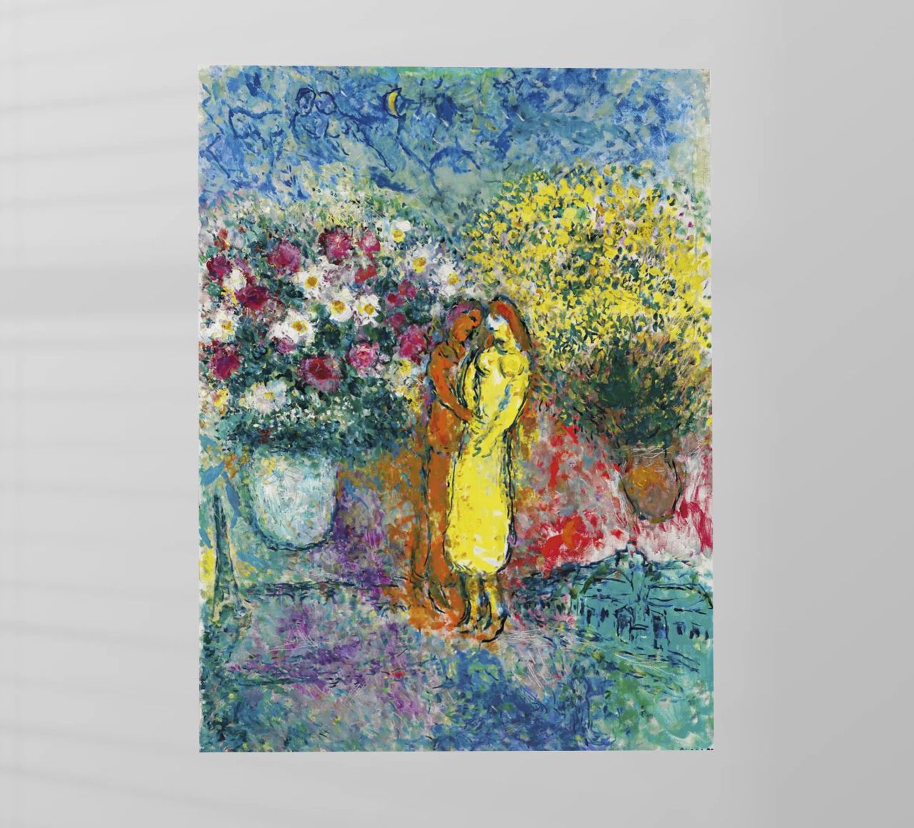 Marc Chagall La coppia con due bouquet pellicola backlit da Kunze Gallery