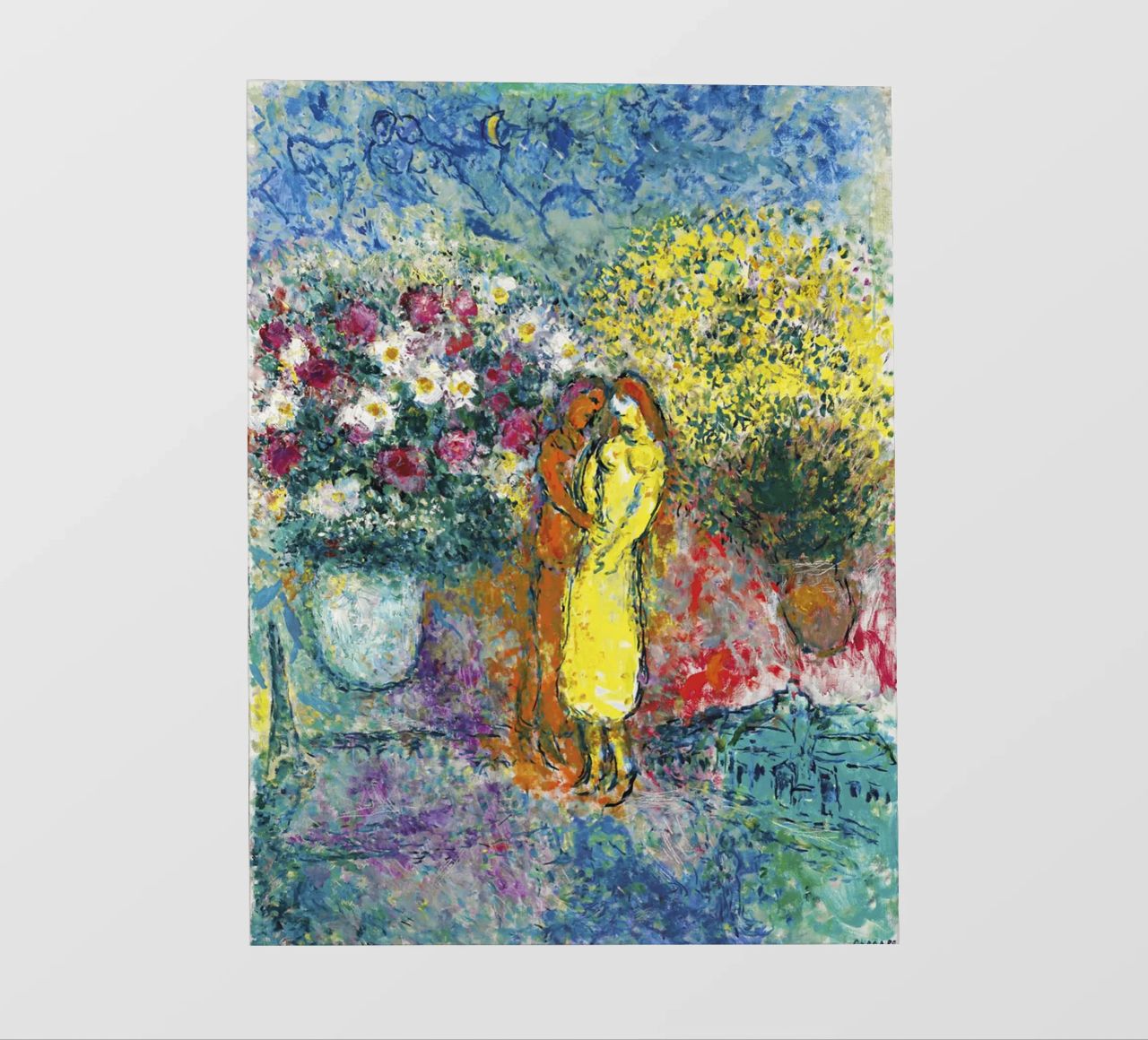 Marc Chagall La coppia con due bouquet pellicola backlit da Kunze Gallery
