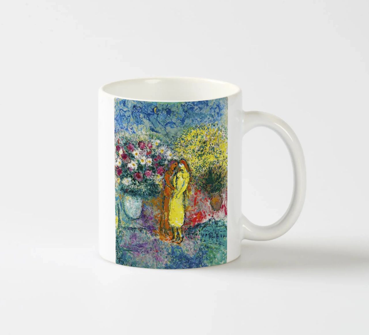 Marc Chagall La coppia con due bouquet tazza in ceramica da Kunze Gallery