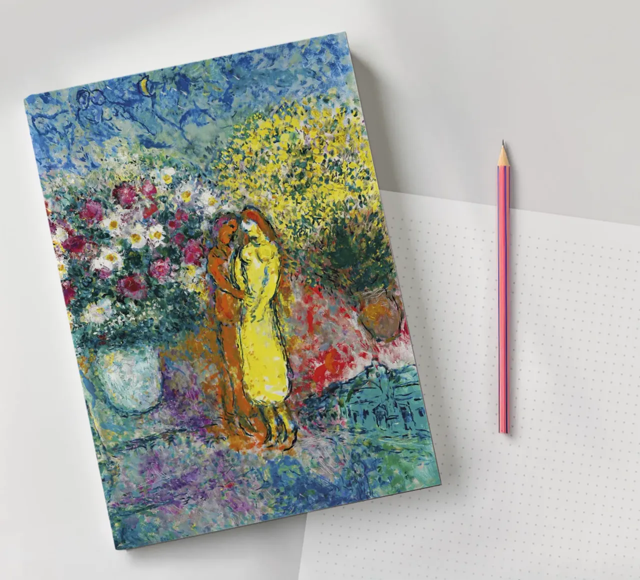 Marc Chagall The Couple with Two Bouquets notebook by Kunze Gallery