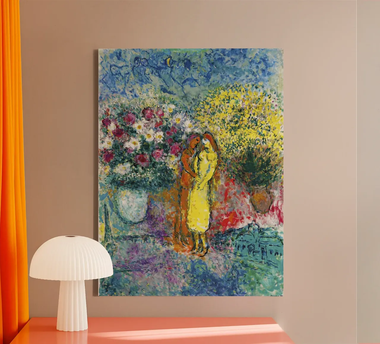 Marc Chagall The Couple with Two Bouquets canvas by Kunze Gallery